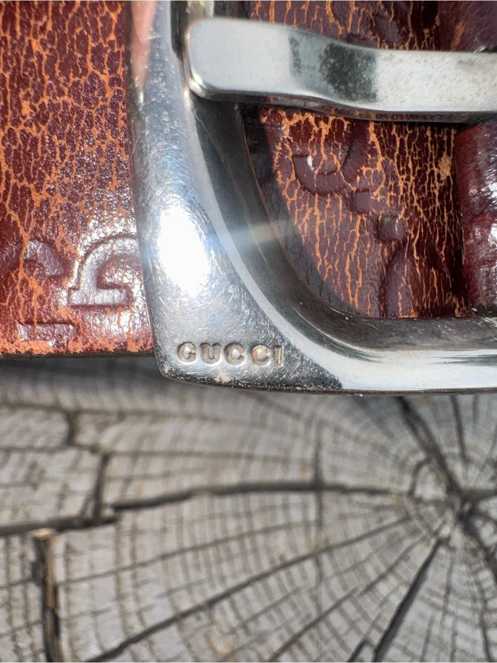 Gucci Brown Leather Belt with Silver-Tone Buckle